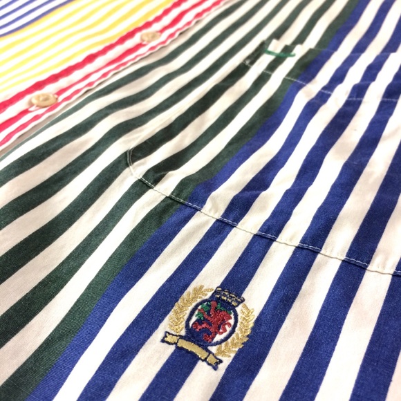 90’s Vintage Tommy Hilfiger striped shirt oversized button down top blouse - Picture 4 of 8